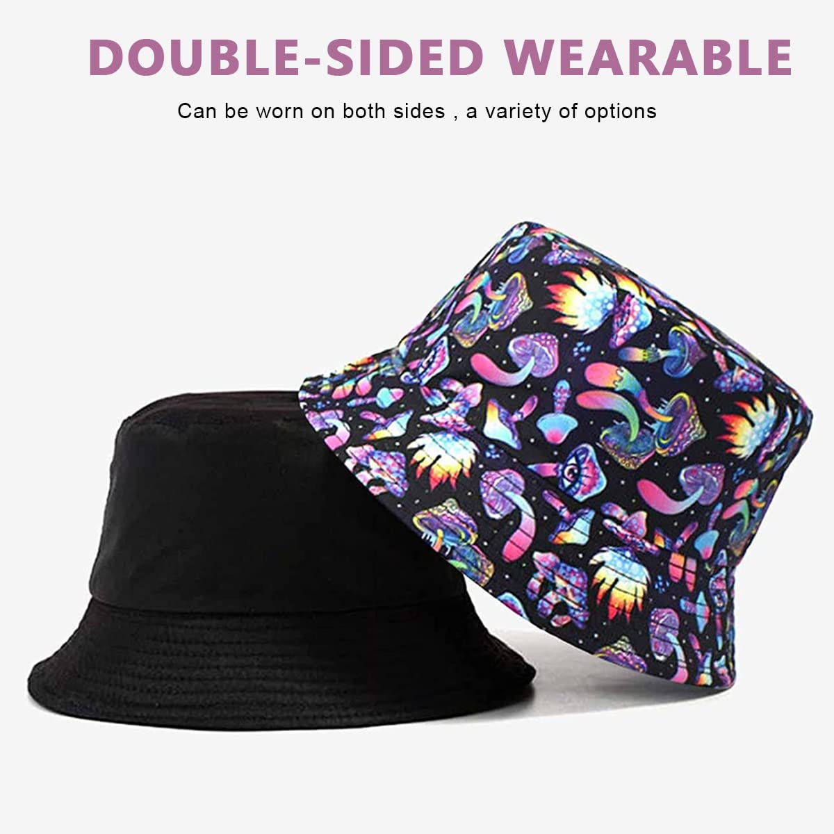 PALAY Digital Print Bucket Hat for Men Women Fashion Color Mushroom Print Beach Hat Cap for Travel, Hiking, Outdoor Fisherman Cap PALAY Digital Print Bucket Hat for Men Women Fashion Color Mushroom Print Beach Hat Cap for Travel, Hiking, Outdoor Fisherman Cap